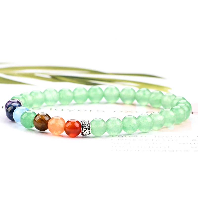 

Hight Quality Healing Reiki Natural Round Gemstone Beads Bracelet Energy Crystal Stones Bangle for Girls Jewelry Gift