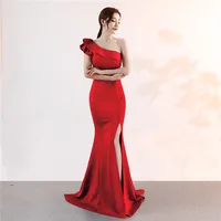 

16023#New banquet for women in evening dress noble pink long sexy thin maxi dress