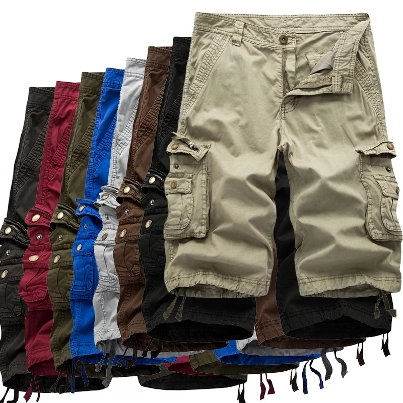 Cargo Shorts Men  Summer Cyan Camouflage Tactical Homme Shorts Casual Solid Multi-Pocket Male Cargo Shorts Plus Size