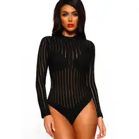 

Women High Legging Black High Neck Long Sleeve Bodysuit