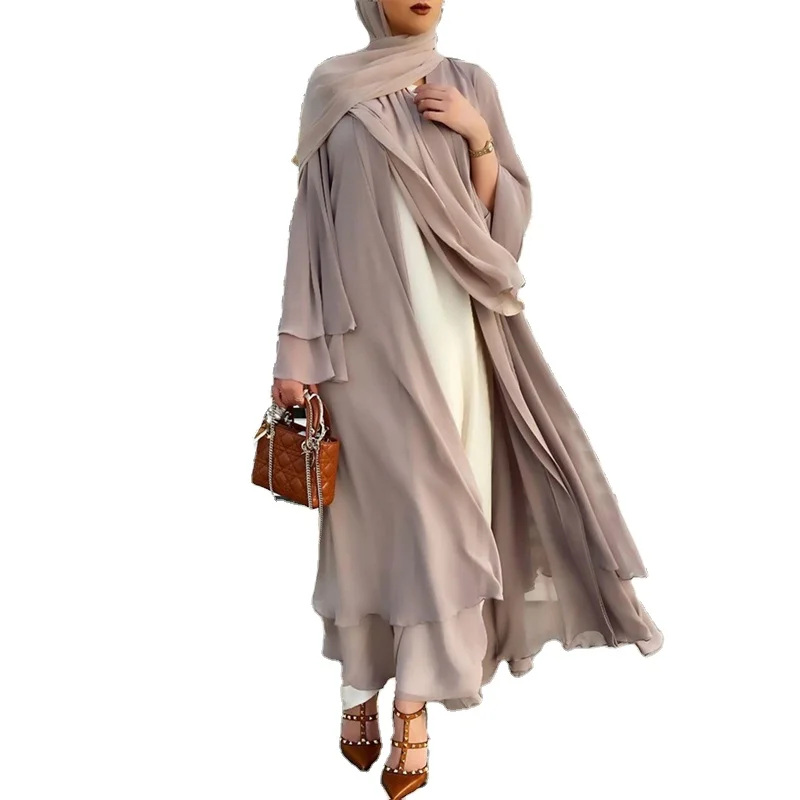 

China Wholesale Islamic Clothing Soft Elegant Women Large Size Solid Color Muslim Dress Abaya With Scarf
