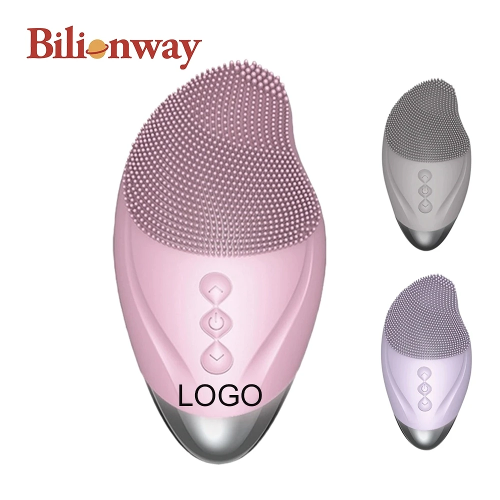 

Customized logo Deep Cleansing Waterproof Facial Beauty Device Electric Silicone Face Clean Brush, Pink/rgray/purple