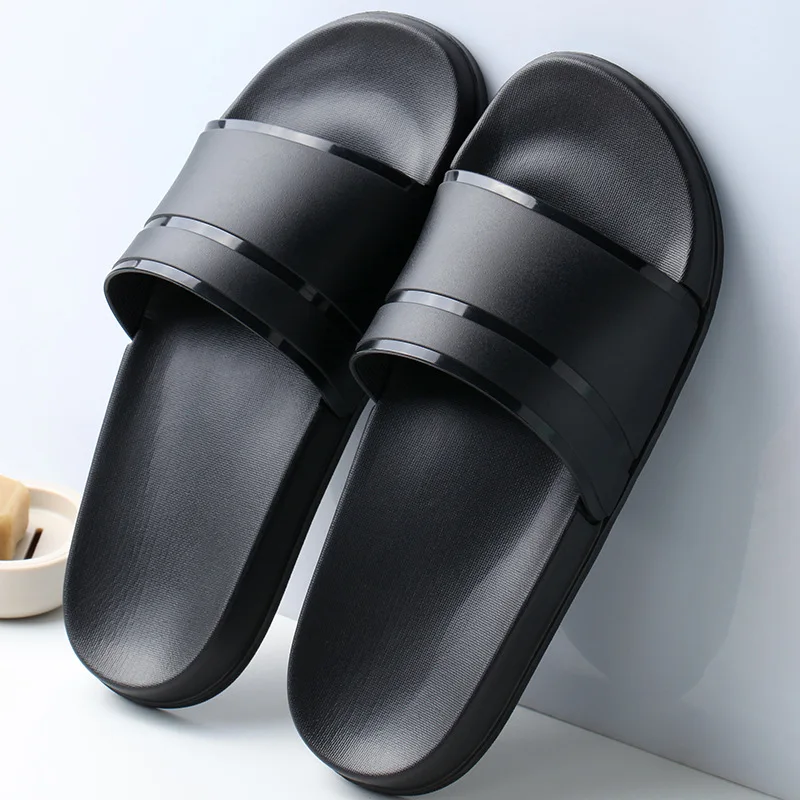 

Wholesale MOQ 5 Pairs Men's Indoor Slippers Simple Black White Unisex Slipper Slides