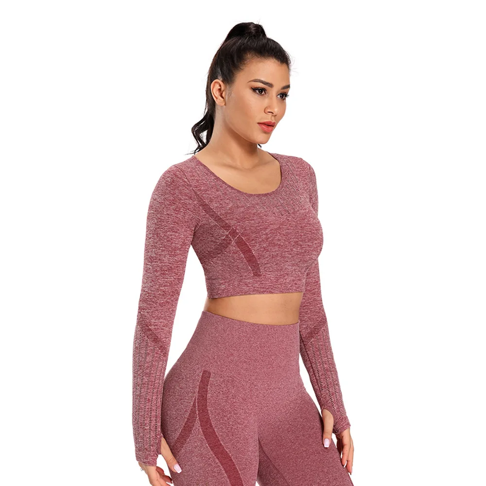 

Mesh sports bodice fall quick-dry training running seamless long sleeves yoga wear