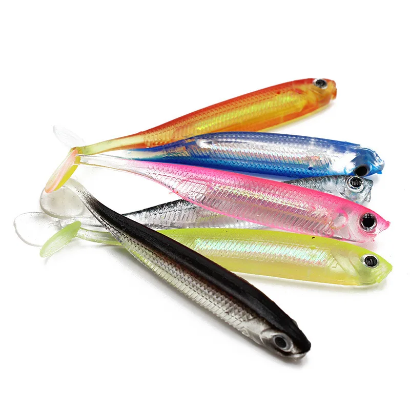 

Best Price 6-Color T-Tail Soft Fish 7cm / 2.2g Rainbow Fish Soft Fishing Lure For Wholesale