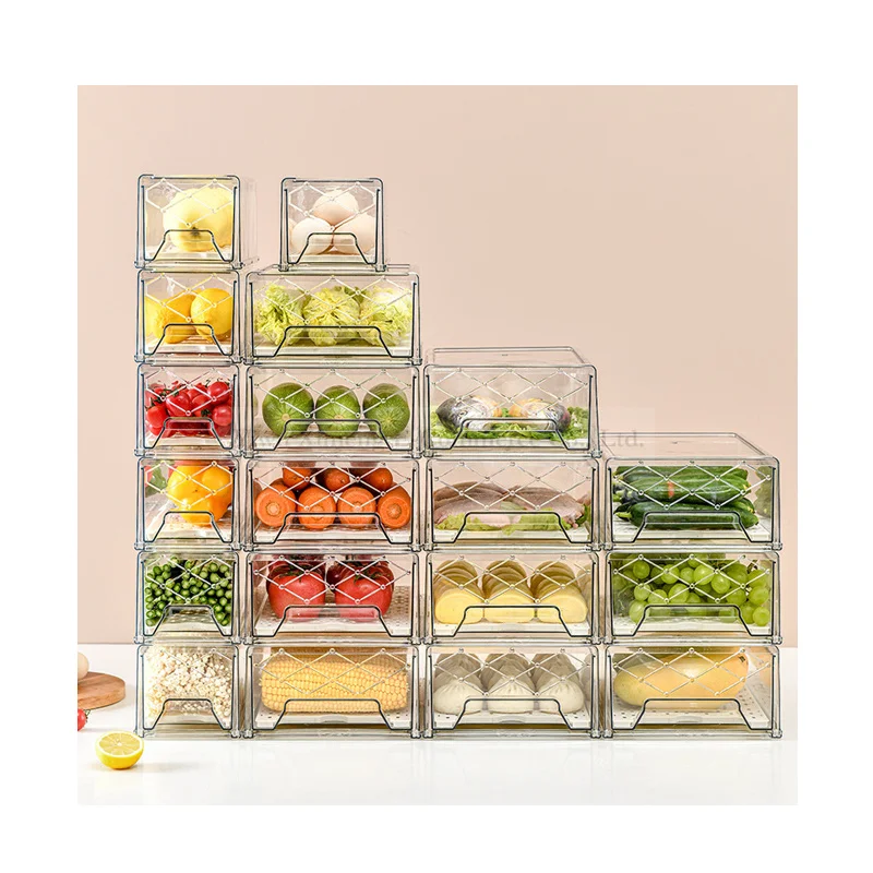 

Small Refrigerator Drawer Storage Kitchen Fruits Vegetables Egg Food Refrigerated Superimposed Plastic Storage Boxes