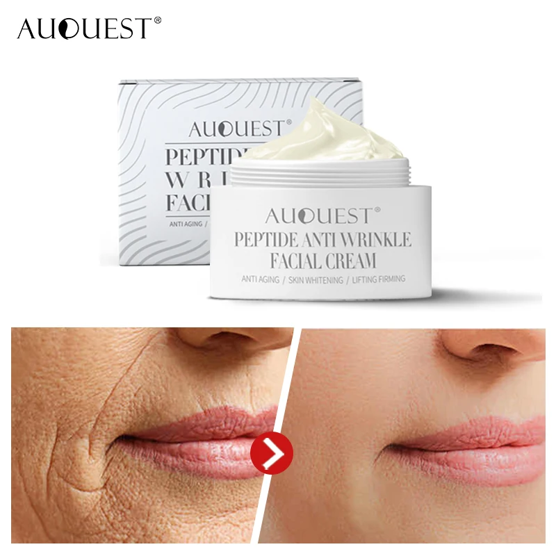 

AuQuest Peptides Wrinkle Removal Cream Face & Neck Anti-Wrinkles Moisturizing Smoothing Lotion - Reduce Eye bags Fine Lines