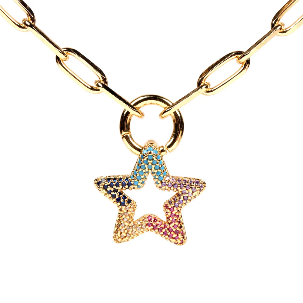 

Sailing Jewelry Star Pendant Necklace Colorful Star Pendant Necklace CZ Choker Chain Star Necklace