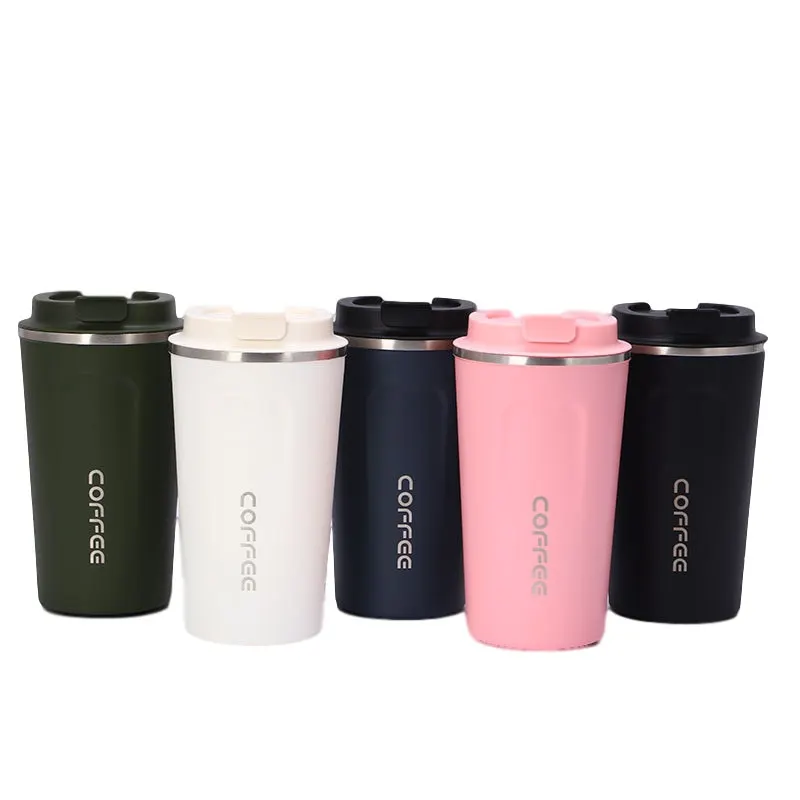 

Eco friendly reusable metal tumbler double wall Vacuum 304 stainless steel insulated coffee cup with lids, White/black/dark blue/army green/pink