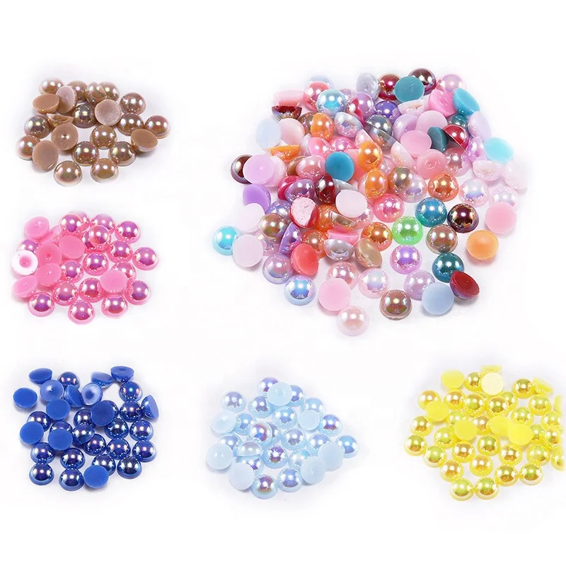 

ABS Imitation Pearl Beads Flat Back  AB Colors Cabochon Half Round Bead Scrapbook Decoration DIY Accessor, Red/white/black/blue/green/purple/glod/silver/pink