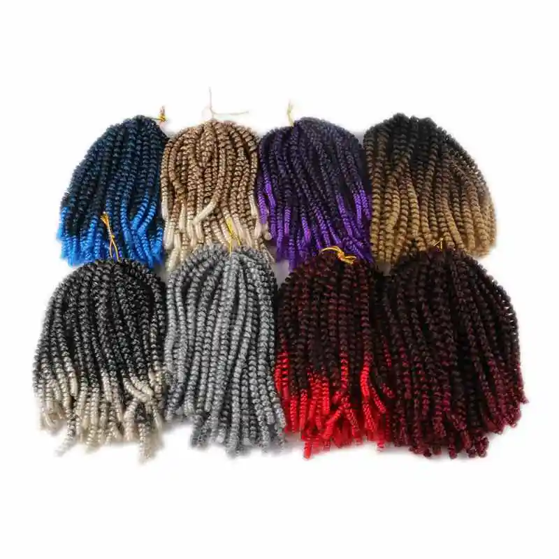 

DHL Free Shipping 200packs/carton Ombre Crochet Braids Synthetic Braiding Hair 8'' 110g Fluffy Spring Twist Croceht Braids