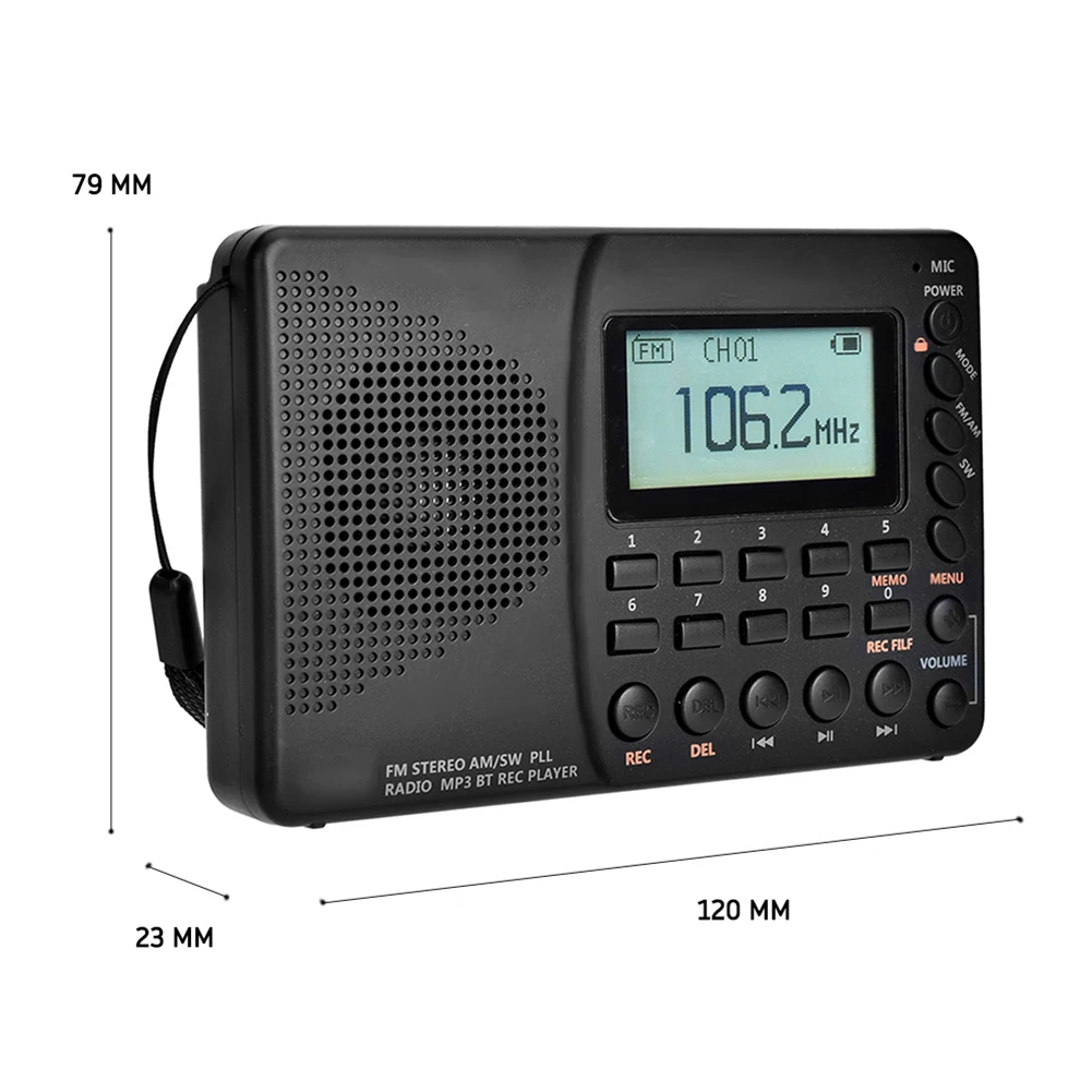 

FM/SW/AM Multifunctional Hot Sale Radio Multi Band Digital Radio Stereo MP3 Player LCD Display BT Speaker