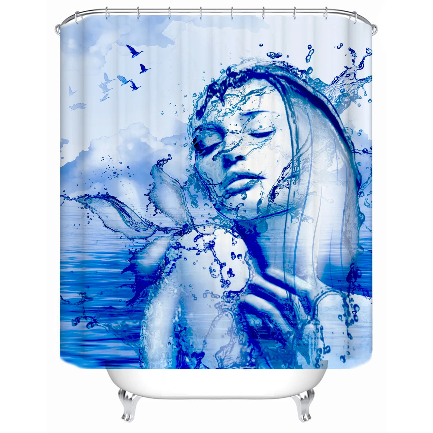 

180cm x 180cm waterproof cloth lining cover bathtub bathroom curtain splash can be customized printing shower curtain, Picture