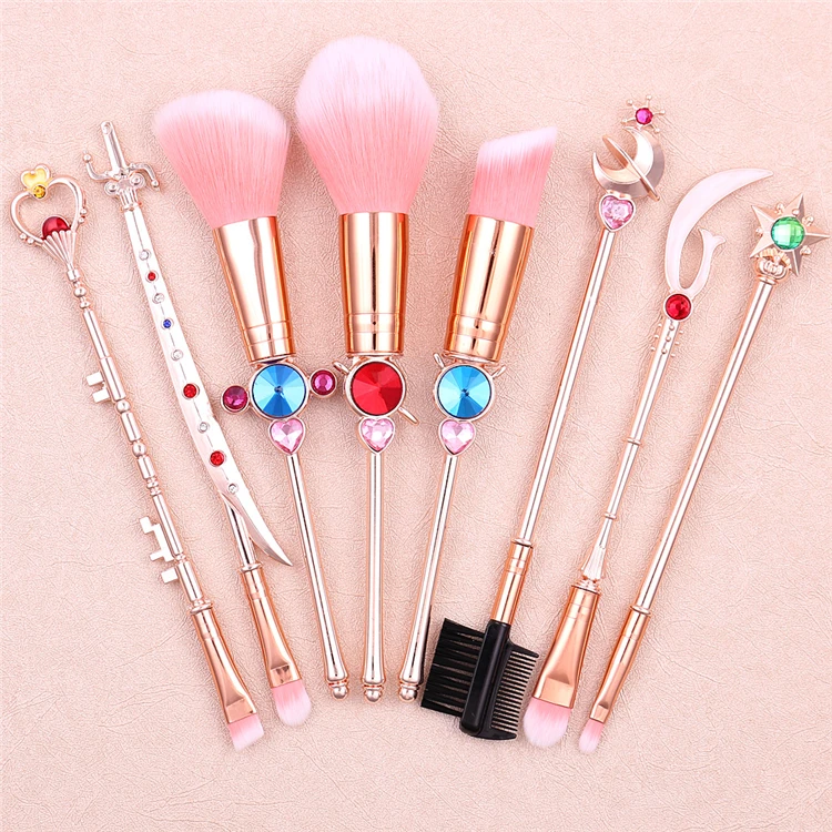 

Cartoon Sailor Moon Crystal Rhinestone Makeup Brush Set Personalize Cosmetic Powder Foundation Eyeshadow Brush For Girls Gift