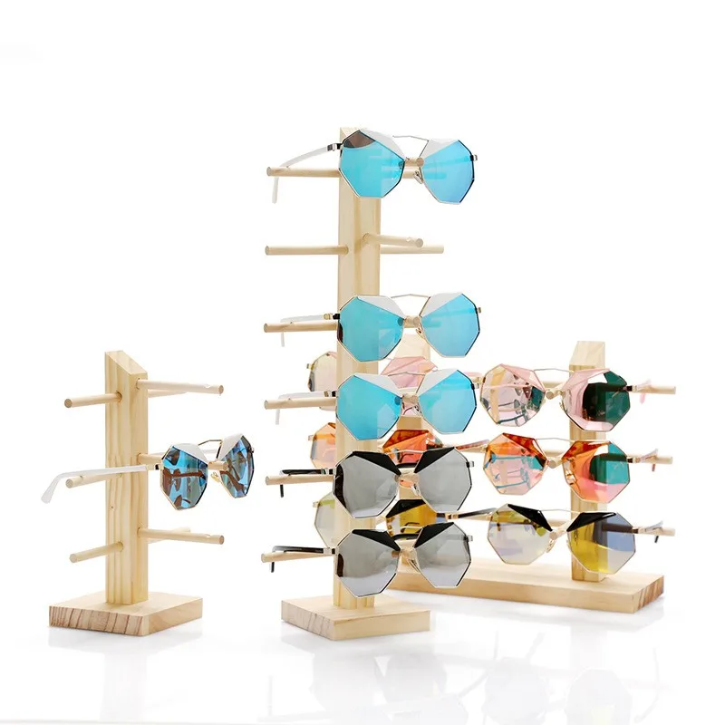 

Hot sale solid wood multi layer sunglasses display stand eyewear storage holder wholesale