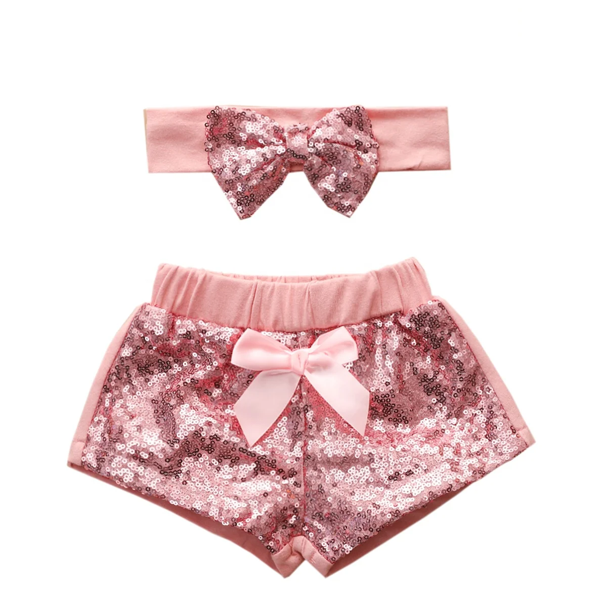 

Toddler Kids Baby Girl Bowknot Sparkle Party Shorts Sequin Pink Shorts Pants, As picture