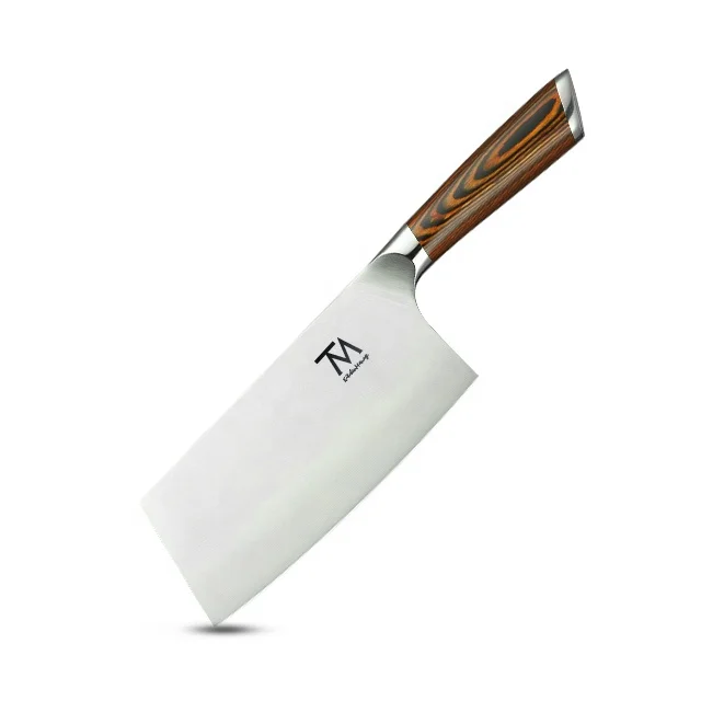 

New Arrival 7-Inch Stainless Steel Cleaver Knife With Pakka Wood Handle Chef Kitchen Knife For Home