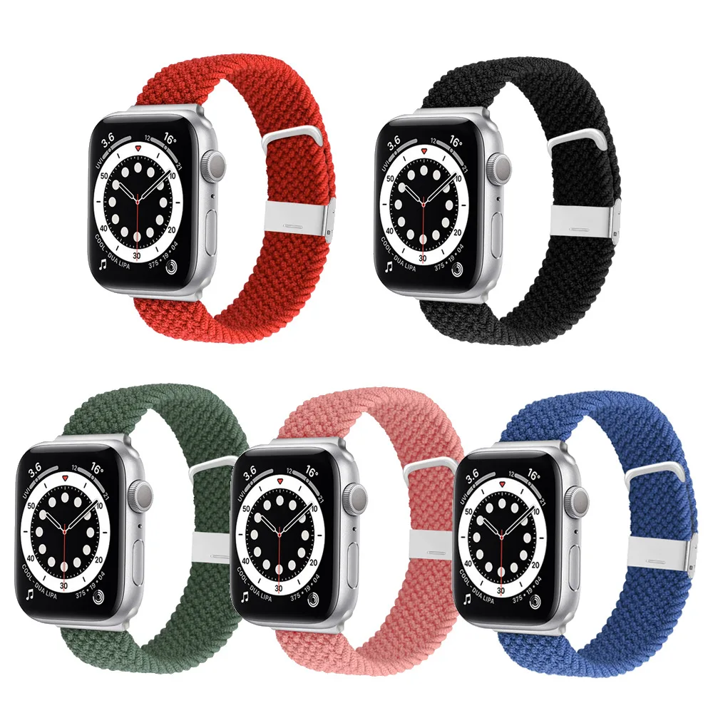 

New Arrival Elastic Woven Spring bar Strip Braided Nylon Watch Band Strap for Apple Watch iWatch i watch Band