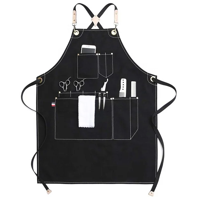 

Custom Cotton Canvas With Pocket Denim Adjustable Men Women Hair Stylist Apron, Can be customized