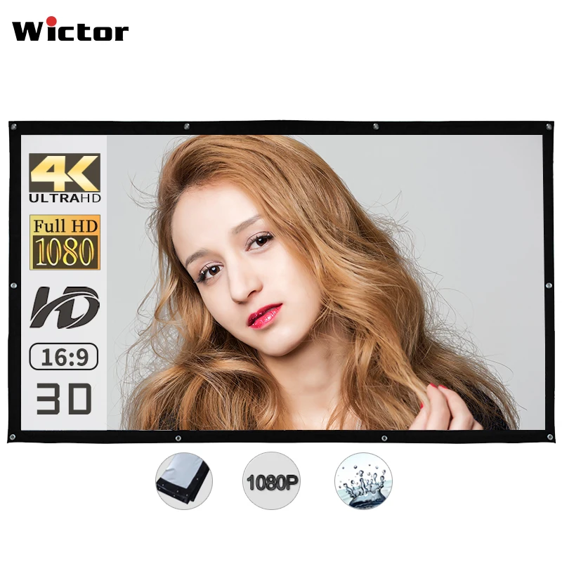 

16:9 100-inch simple projection screen that is easy to carry and clean