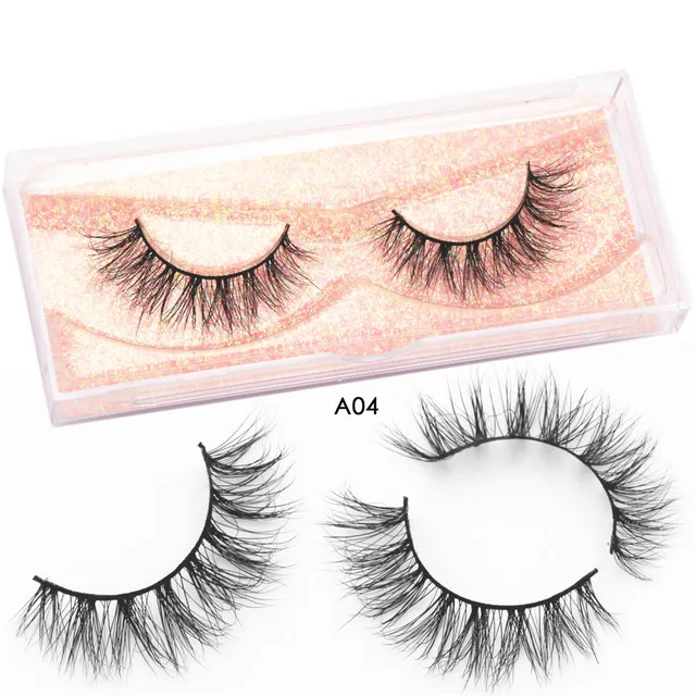 

Natural Lashes 3D Mink False Eyelashes Full Strip Lashes Natural Volume Eyelashes Handmade faux cils Makeup Lash A04, Black color