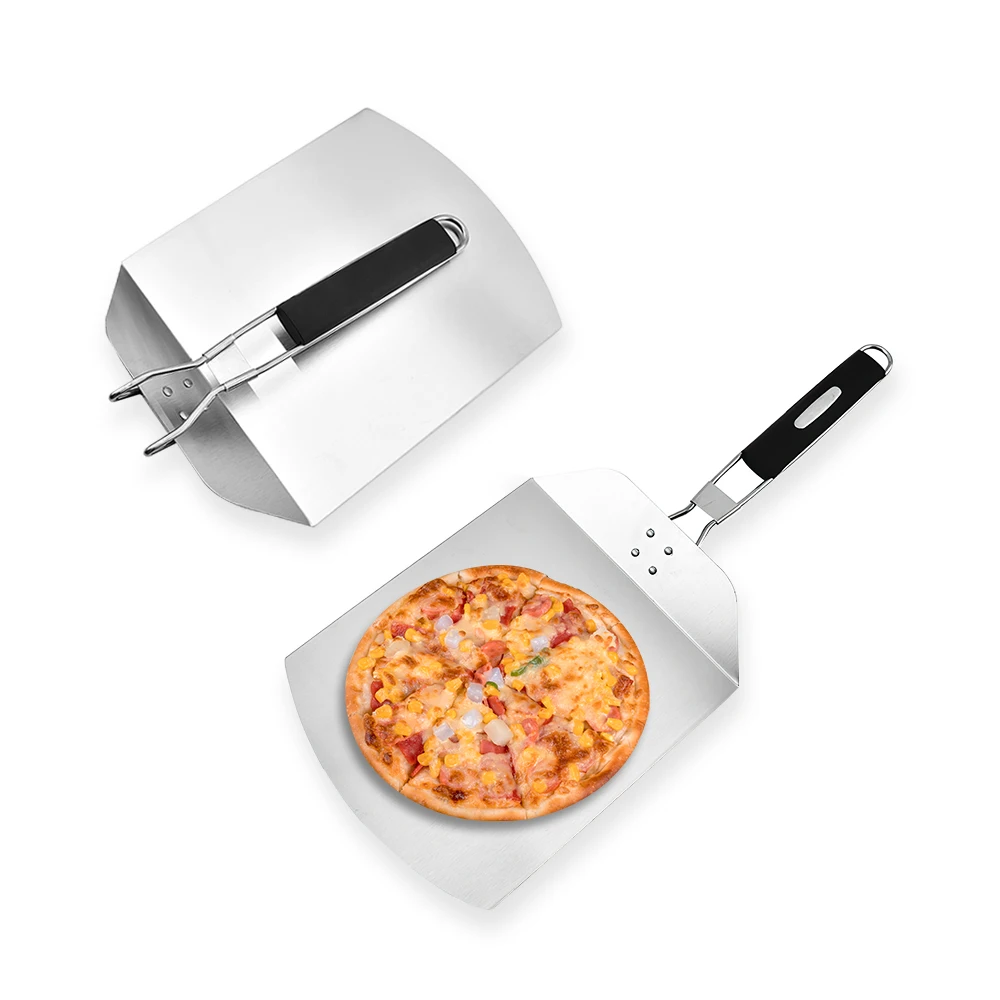 

Amazon best sell high quality Kitchen Stainless steel foldable bake pizza peel shovel Tools, Silver