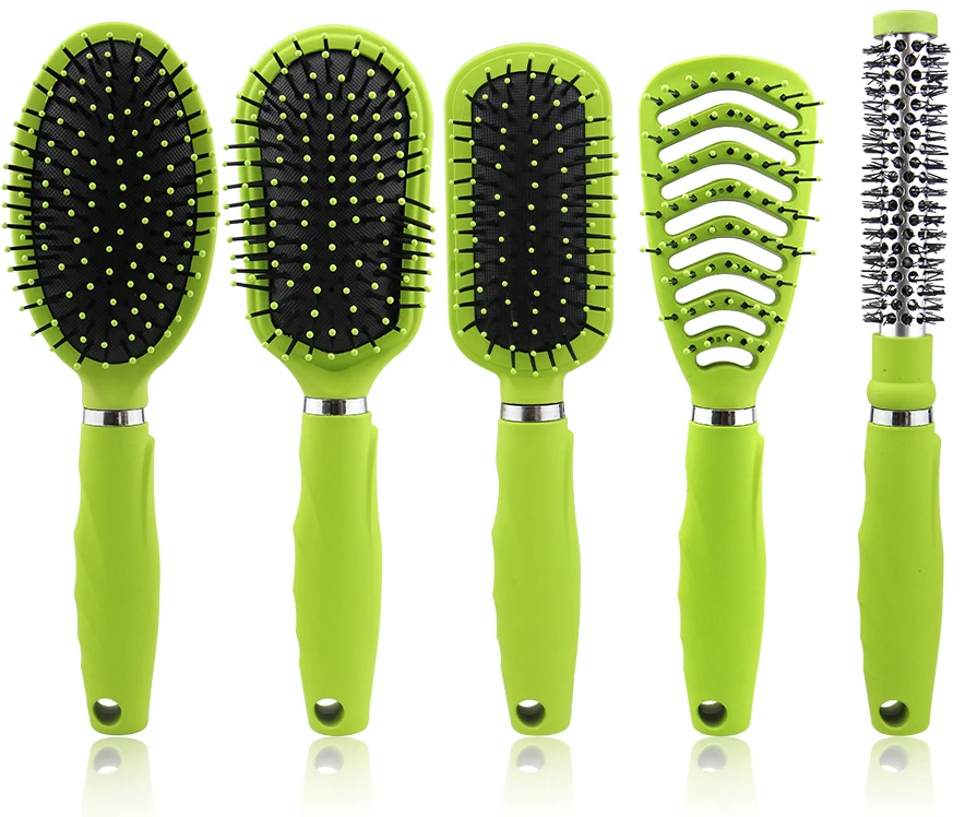 

Masterlee 5 pcs Hair Comb green color Massage Brush round brush detangling hair brush