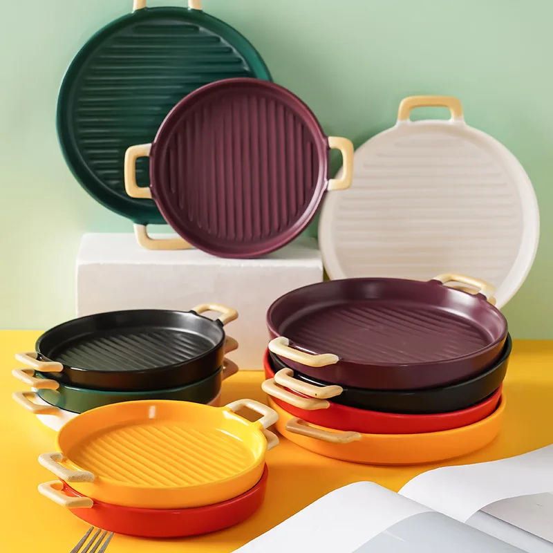 

8inch 9.5inch Western Style Restaurant Set Lasagna Pan Roasting Matte Baking Pans,Ceramic Nordic Bakeware Sets