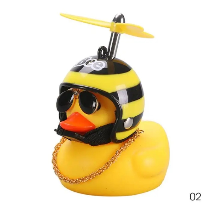 

Rubber Duck Toy Car Ornaments Yellow Duck Car Dashboard Decorations Cool Glasses Duck with Propeller Helmet