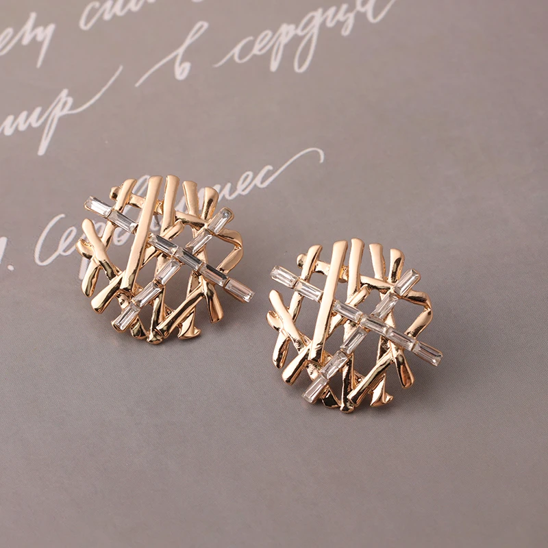 

TongLing Alloy Gold Fashion Latest New Design Snowflake Stud Earrings Jewelry for Woman Girl