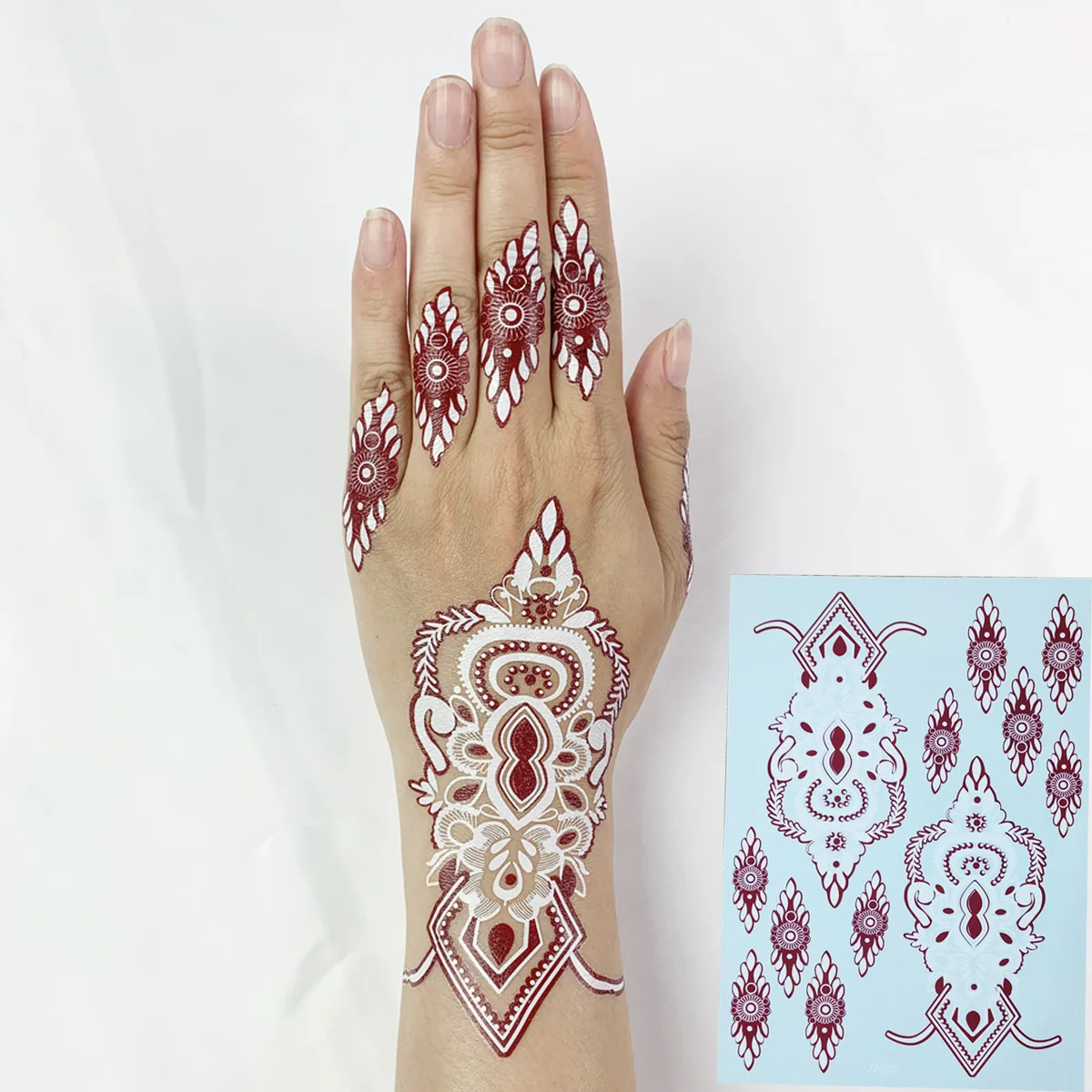 

Fashion Henna tattoo stickers White Brown Color India Style Eco-friendly Waterproof temporary tattoo paper