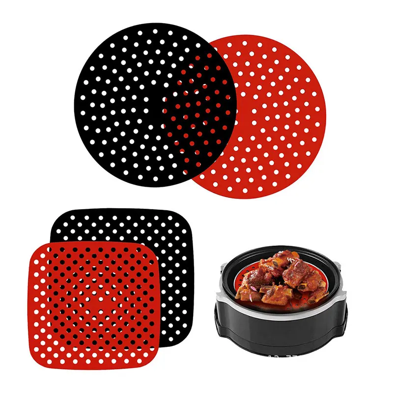 

Wholesale Non-Stick Reusable Round Square Insulation Pad Mat Accessories Set Silicone Baking Mat Air Fryer Liners