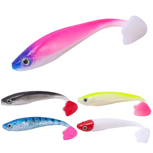 

Lure Fishing T tail bait sea fishing 3D Lure Eyes Soft bait, 12colors