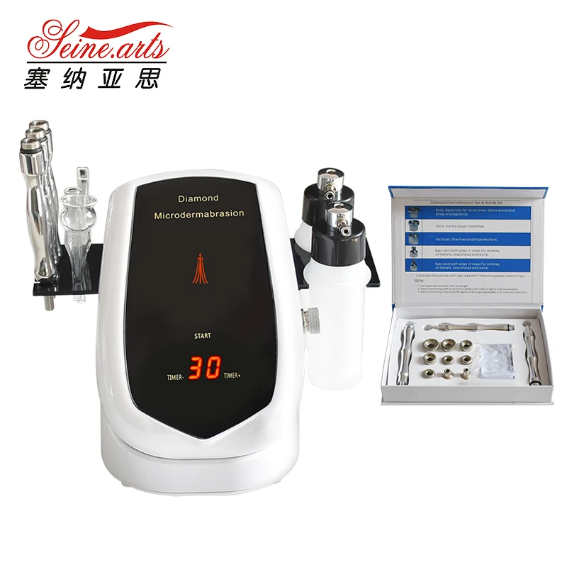 

Quality supplier portable diamond peel microdermabrasion machine with adiiferent size diamond heads beauty equipment(LW-122), White