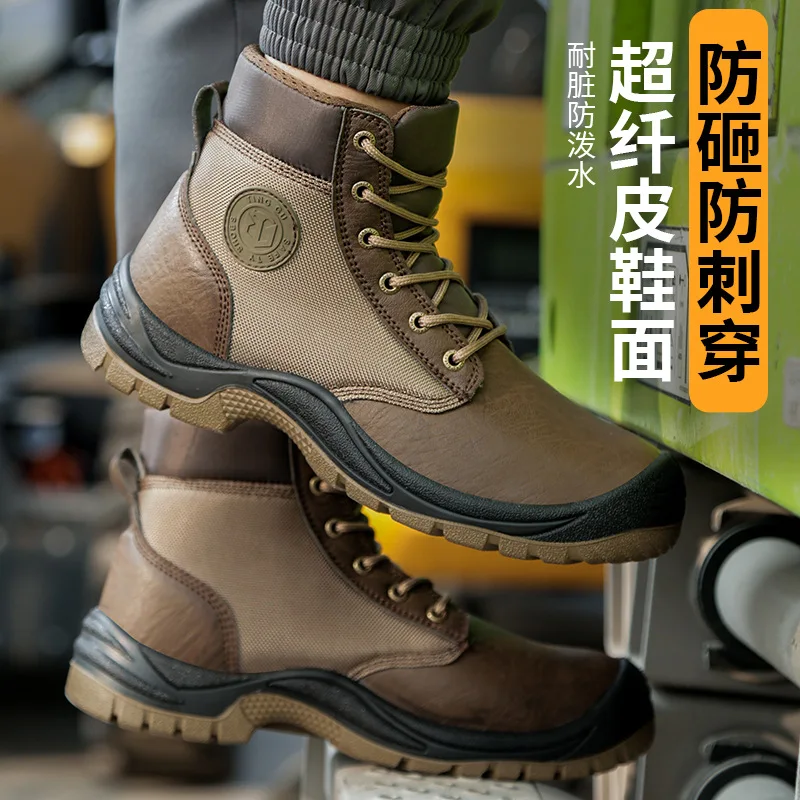 ZG JB009 Men's Work Boot Canvas Upper PU Buffalo Leather Steel Toe Mesh Steel Insole-for Spring/Summer Autumn/Winter Use Brand