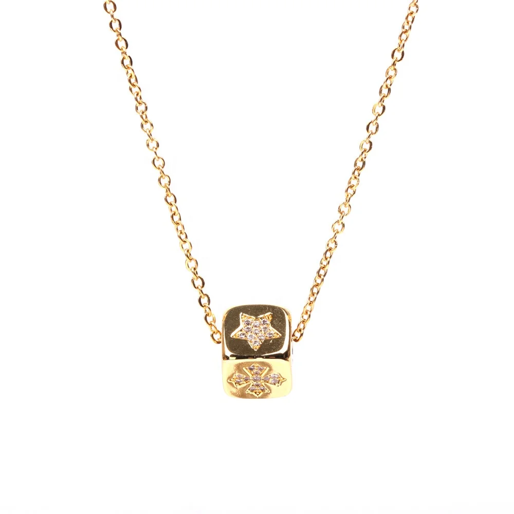 

O Shaped Rolo Small Link Copper Necklace 18K Brass Chain Necklace Geometric Star Pendant Necklace Wholesale jewelry
