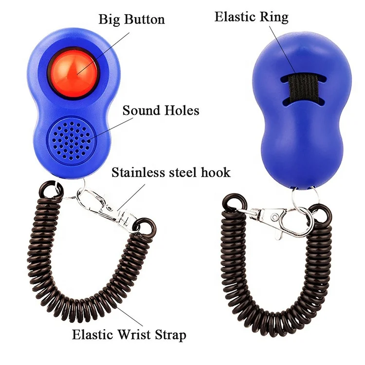 

2020 NEW UPGRADE Pet Product Custom with Wrist Strap Kit I-click Dog Training Clicker, Pink, red, blue, black, orange, white
