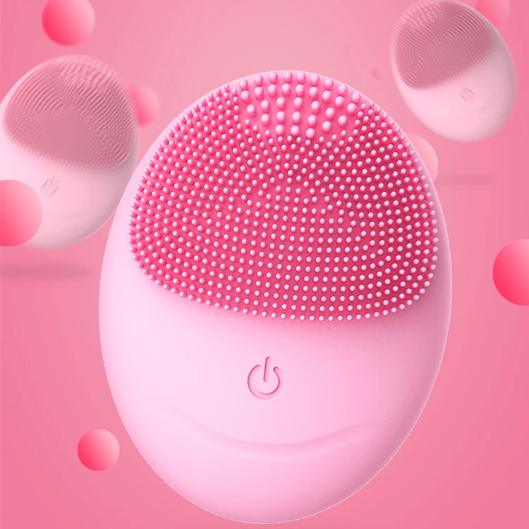 

2021 Effective Electric Silicone Face Brush Cleanser Exfoliating Waterproof Brush Silicone Facial Cleansing Brush, Pink