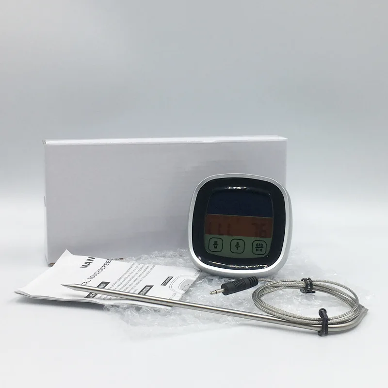Digital Touchscreen Food Thermometer for Meat Poultry Fish Cooking in Frying Pan Smoker Oven BBQ Grill with Sensitive Color LCD