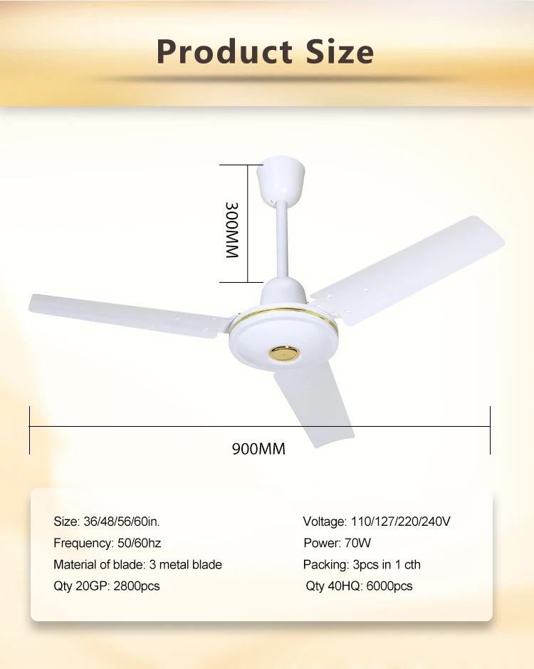 36 inch 900mm AC BLDC 12V Solar Rechargeable Big Power Ceiling Fan to Yemen Iraq India Pakistan Togo South Africa America