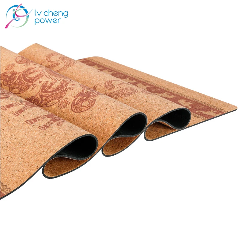 

OEM ODM FDT factory printed customized color private label yoga mat wide eco friendly rubber cork yoga mat 4mm, Cork color