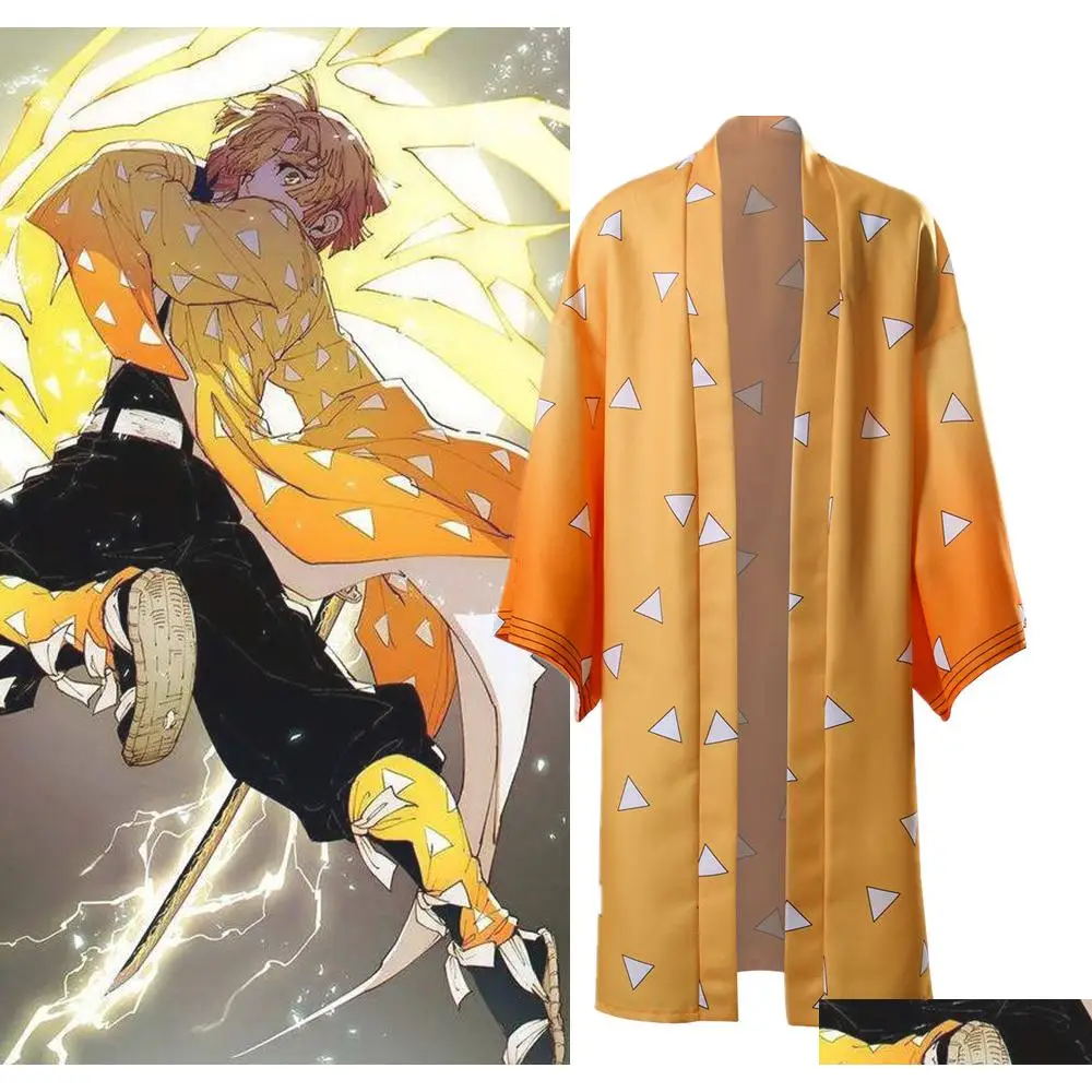 

Agatsuma Zenitsu Cloak Demon Slayer Haori Kimetsu No Yaiba Kimono Nezuko Tanjirou Tomioka Giyuu Shinobu Uniforms Cosplay Capes