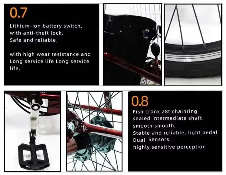 Adult 3 Wheel Electric Tricycle Lithium Battery 12A 350W 24 Inch Pull Basket 7-Speed Carbon Steel Frame Disc Brakes Front Hub