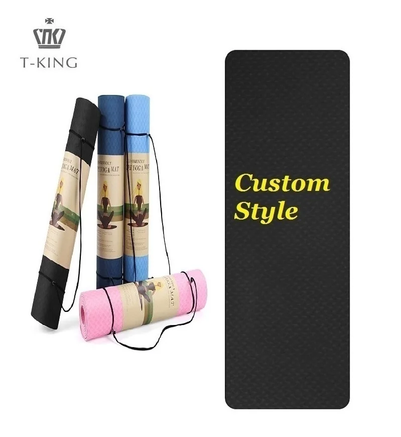 

Tking Wholesale Fitness Double Sided Custom Logo 6mm TPE Yoga Mat with Position Line, Accept customized