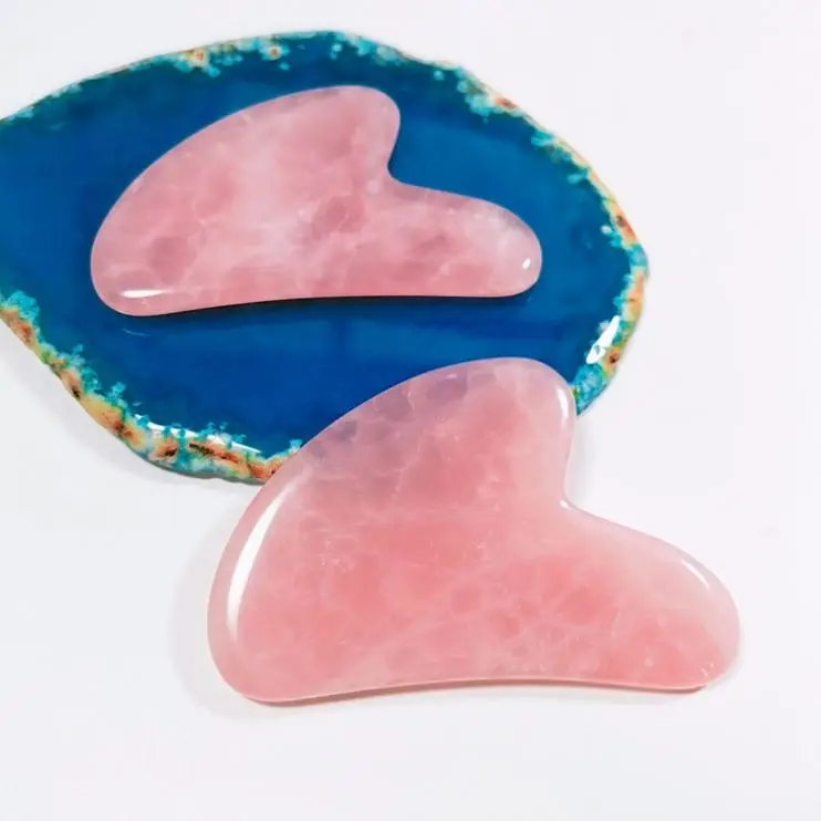 HY Customized Logo Gua Sha Rose Quartz Stone With Certificate