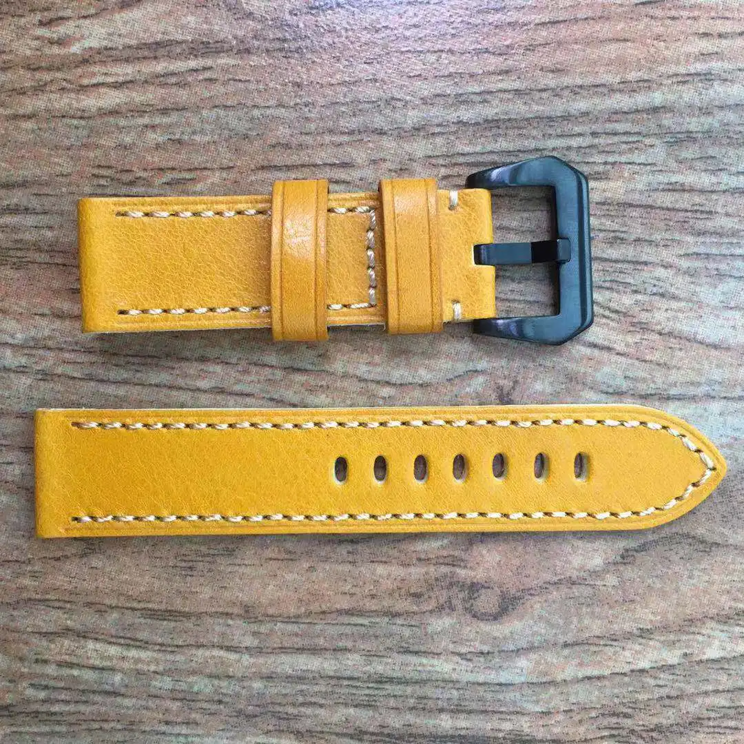24mm Geel Oranje Heren Horloge Kleur Band Lederen Band Voor Panerai-horloge  - Buy Heren Horloge Kleur Band Product on Alibaba.com