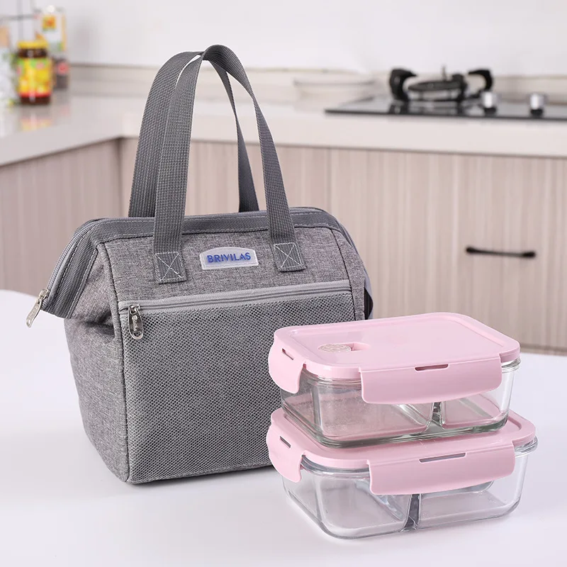 

Lunch Box Bag Frog Mouth Bento Insulated Handbags Versatile Portable Fresh Picnic Handbag Cooler Bags