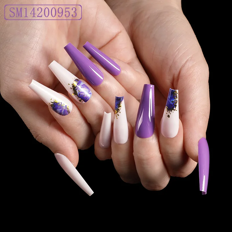 

JP0013 New Arrival Nails Purple Press on Nail Packaging Box with Jelly Glue