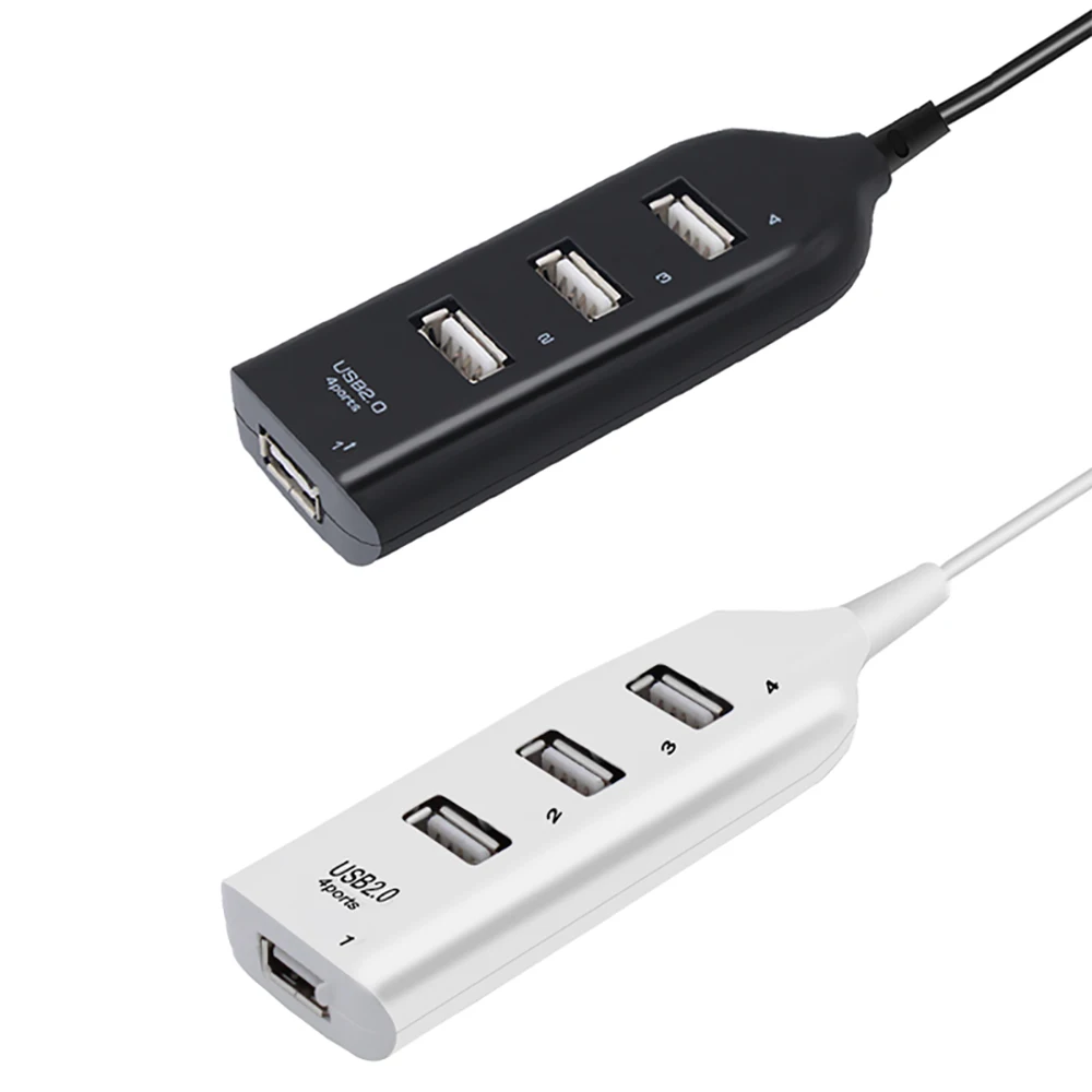 

4 Port USB Hub 2.0 Multi USB Splitter Hub Use Power Adapter Multiple Expander 2.0 USB Hub For Desktop Laptop PC, Black/white