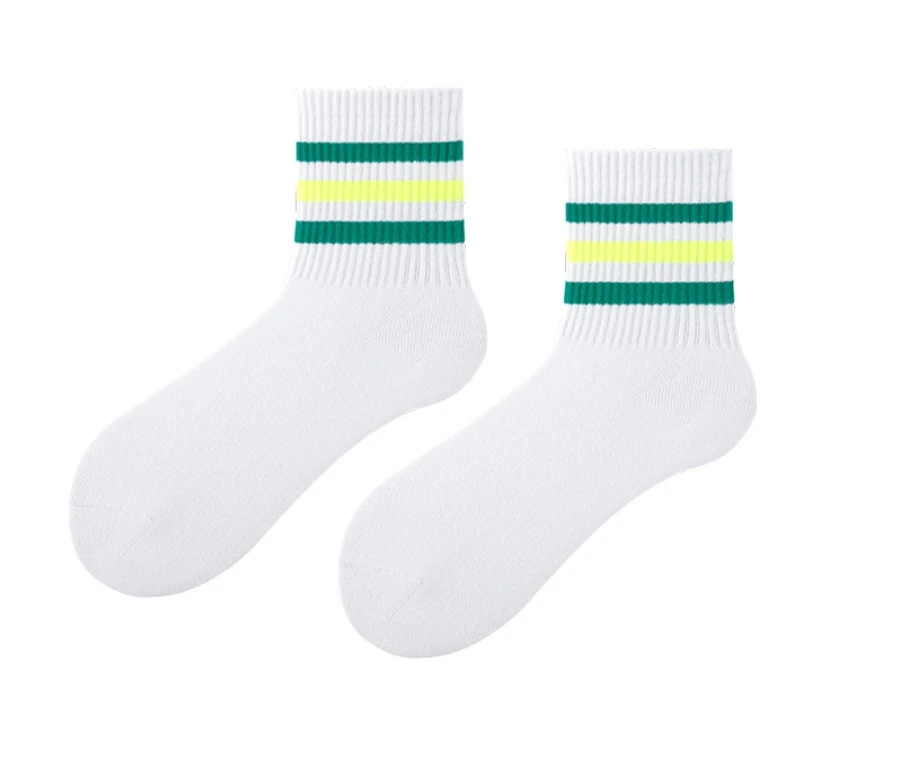 

Retro Stripe Socks White Color Patchwork Men Women Couple Street Skateboard Cycling Wear Casual Crew Tube Fashion Custom Logo
